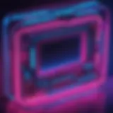 Abstract blue and pink neon lights, representing trendy tech gadgets for teens