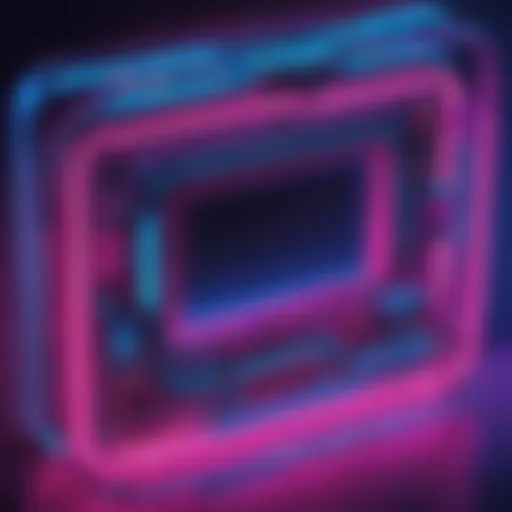 Abstract blue and pink neon lights, representing trendy tech gadgets for teens