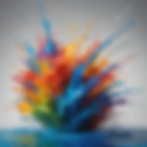 Abstract splashing painting in motion