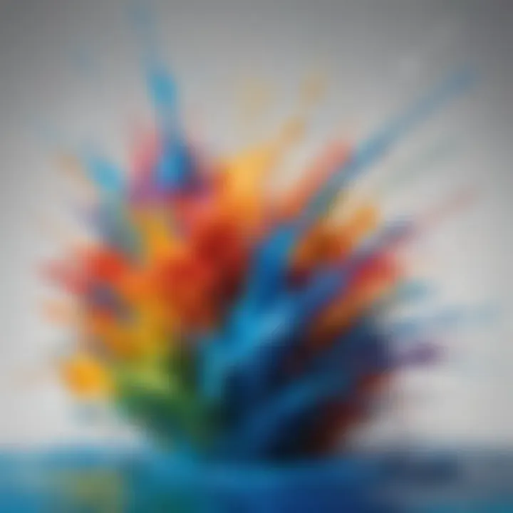 Abstract splashing painting in motion