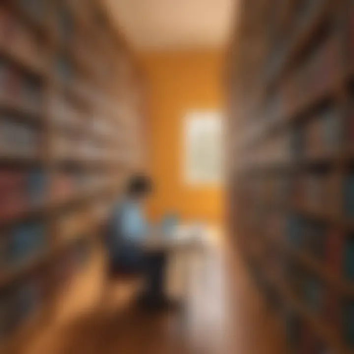 Illustration of a person using a virtual library to access research papers