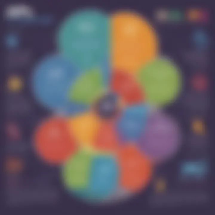 A colorful infographic summarizing key elements of APA referencing.