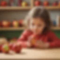 Preschooler engaging in sensory apple exploration activity