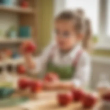 Preschooler engaging in apple-themed science experiment