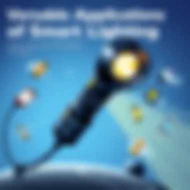 A modern smart flashlight with various applications showcased