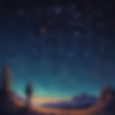 A colorful representation of constellations in the night sky.