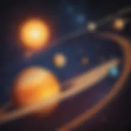 A vibrant illustration of the solar system with planets and orbits.