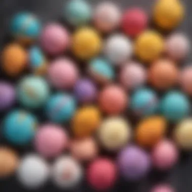 Diverse Bath Bomb Designs Colorful arrangement of various bath bombs showcasing their unique textures and shapes