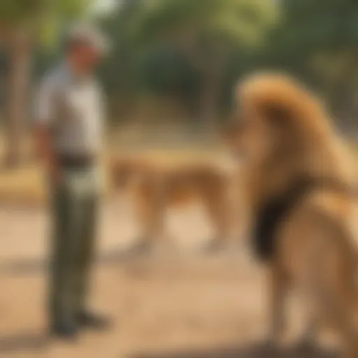 Zookeeper Observing Lion Behavior