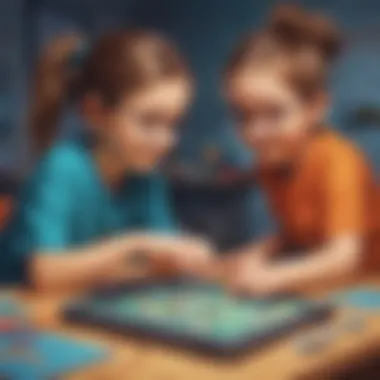 Children collaborating while playing a coding game