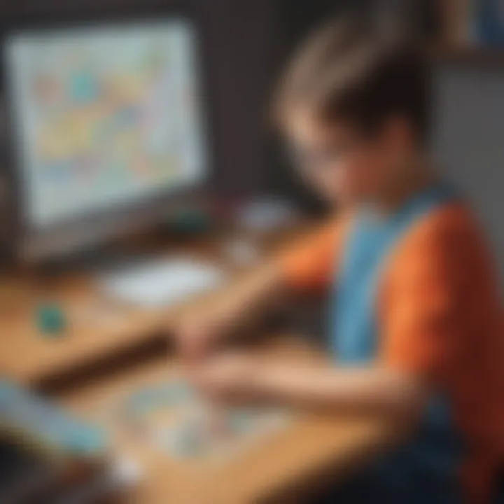 A child solving a challenging coding puzzle