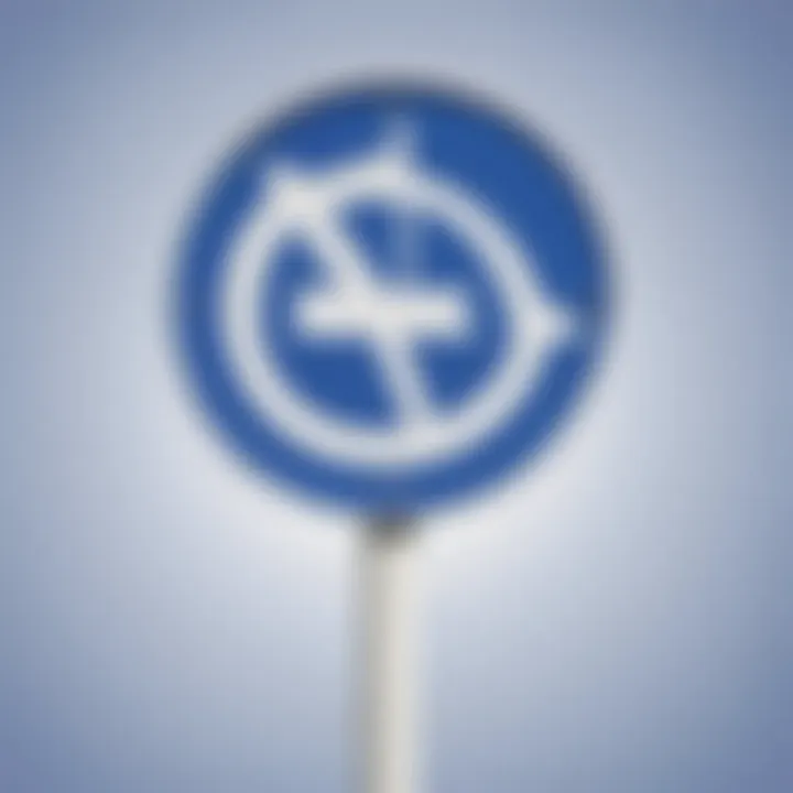 Illustration showcasing a blue circular sign with a white arrow pointing right