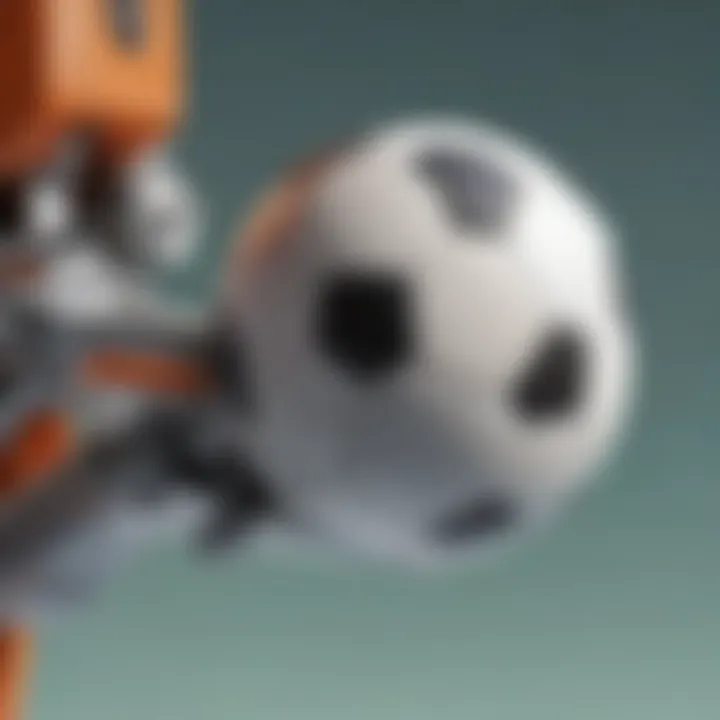 Close-up of a budget-friendly soccer ball launcher mechanism