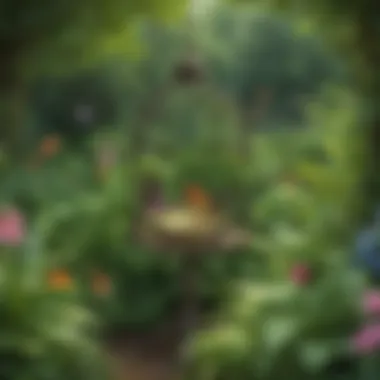 Elegant butterfly feeder in a lush garden