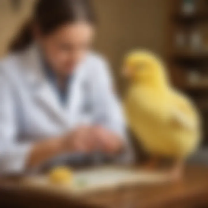 A veterinarian examining a healthy chick, emphasizing health management practices.