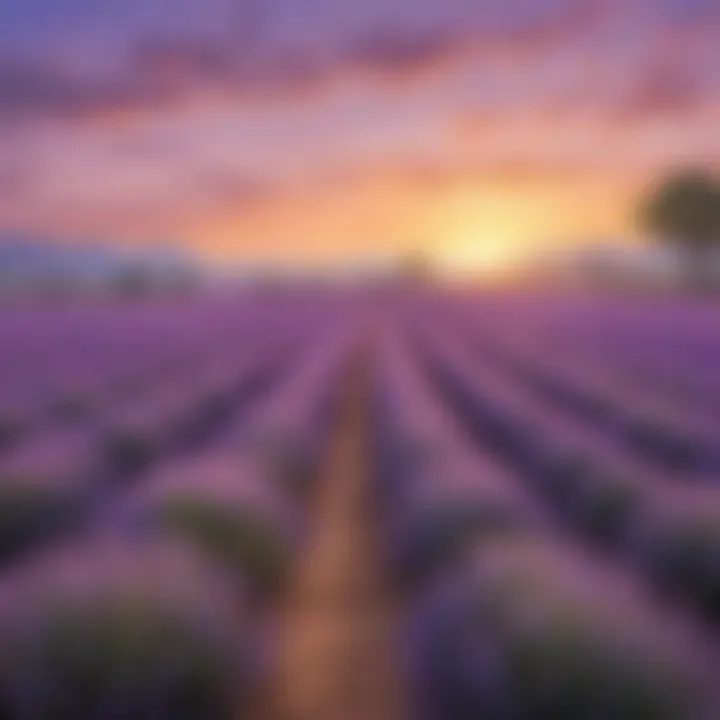 Charming Lavender Field in the Sunset