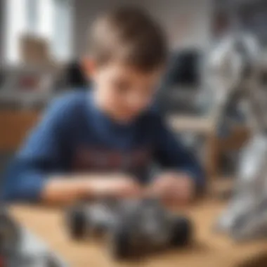 Young child exploring a robotics STEM kit