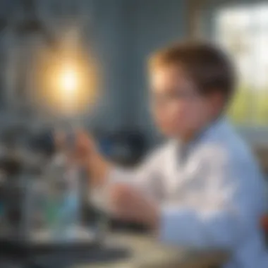 Illustration of a child conducting a hydrogen fuel cell experiment