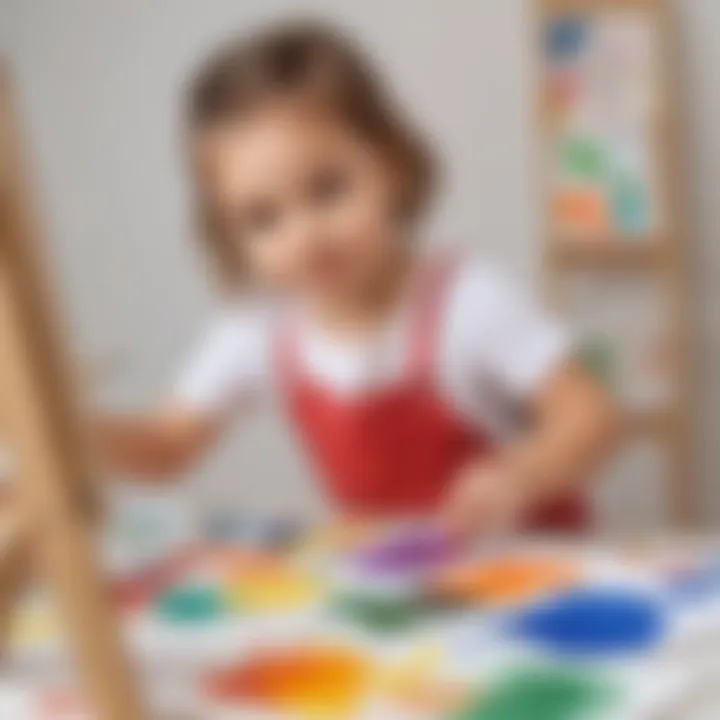 Young child painting freely on a canvas with various colors