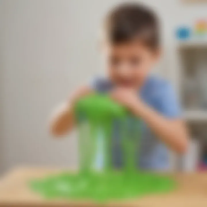 Child playing with stretchy slime