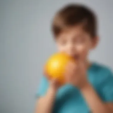Child squeezing the finished stress ball