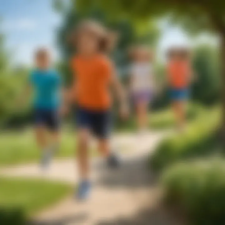 Children jumping rope in vibrant outdoor setting