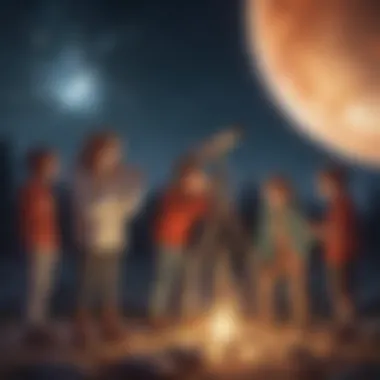 Young Astronomers Gazing at Celestial Wonders Group of children observing celestial bodies through telescope
