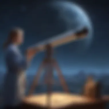 Astronomer observing stars through a telescope