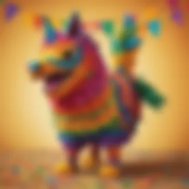 A vibrant piñata bursting with bright colors, representing the joyful spirit of Cinco de Mayo.