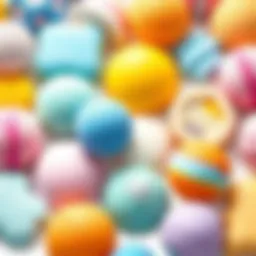 Colorful array of bath bombs showcasing various shapes and textures