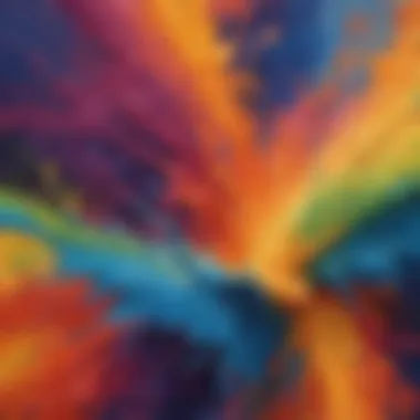 Texture Exploration in Splashing Art Detailed close-up of splashing painting texture