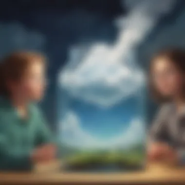 Students observing the cloud in a jar