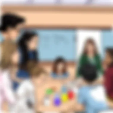 Educators in a Dynamic Learning Environment Educators facilitating the Color Mixer Game in a classroom setting.