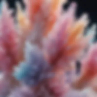 Colorful borax crystal formations in laboratory setting