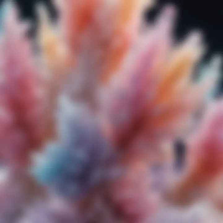 Colorful borax crystal formations in laboratory setting