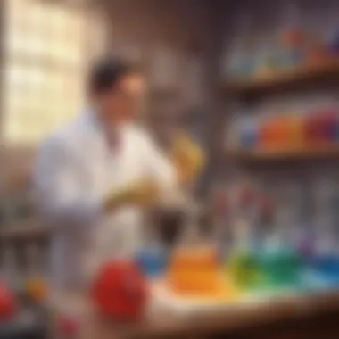 Colorful chemical reactions in a laboratory setting