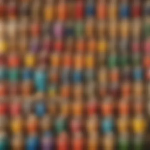 A vibrant assortment of colorful sand in jars