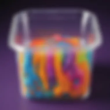 Vibrant slime in a clear container