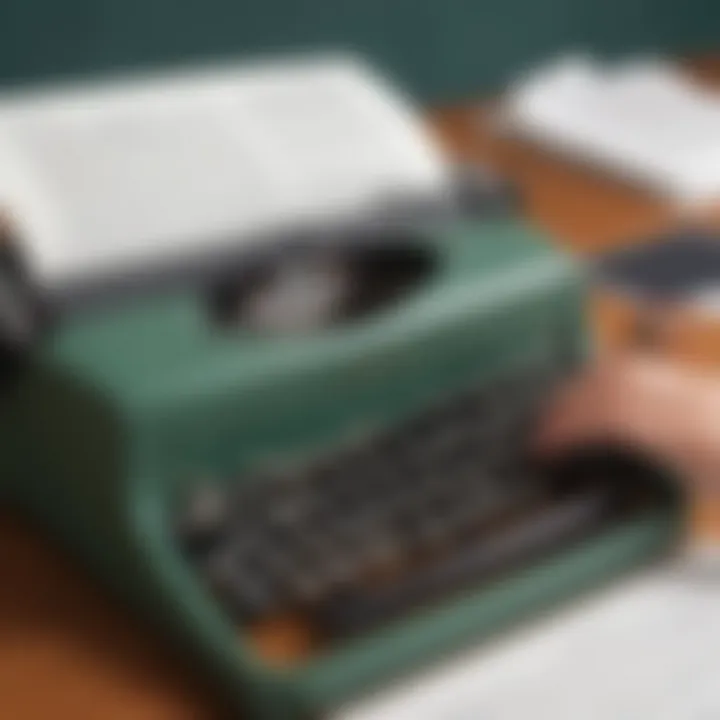 Illustration showcasing a typewriter typing out a biographical content with APA format guidelines