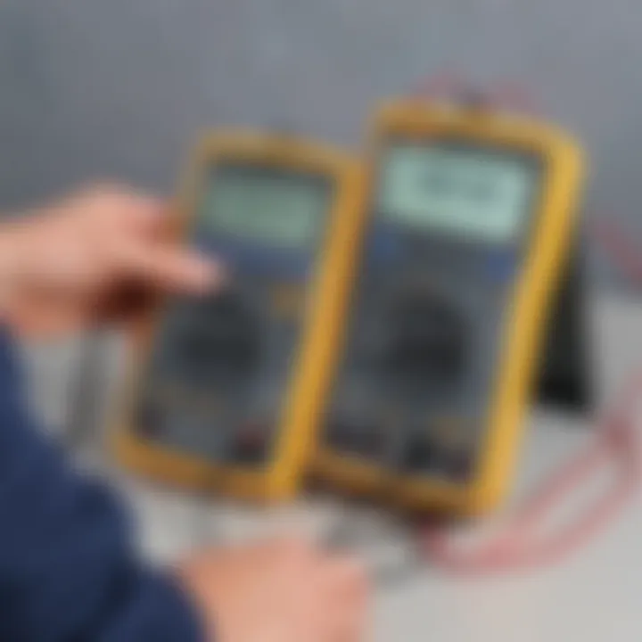 Multimeter in action for conductivity measurement