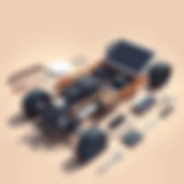 Essential Components of a Solar Panel Car Components of a solar panel car laid out on a table