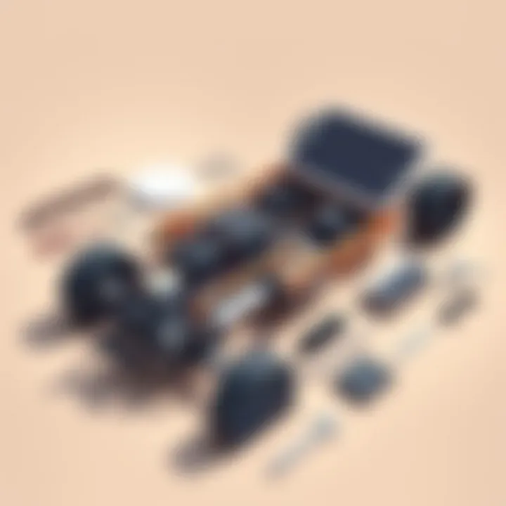 Essential Components of a Solar Panel Car Components of a solar panel car laid out on a table