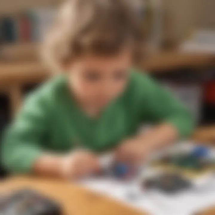 Preschooler constructing a simple circuit