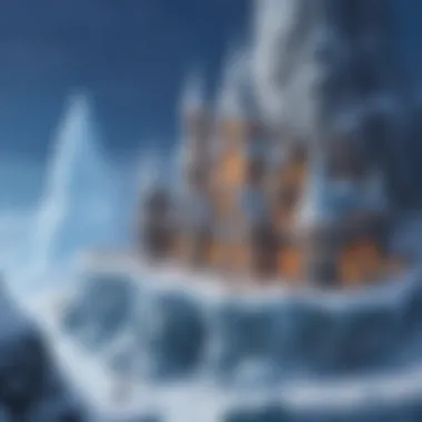 A close-up view of the construction techniques used in building a frozen play castle, emphasizing creative engineering.