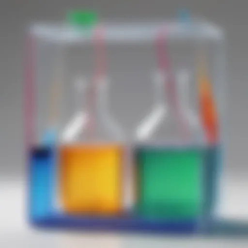 Colorful chemical reaction in a clear container