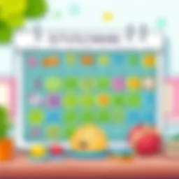 Colorful activity calendar for preschool