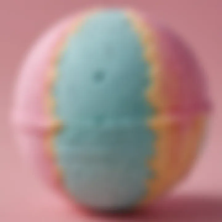 Detailed view of a finished bath bomb, showcasing its texture