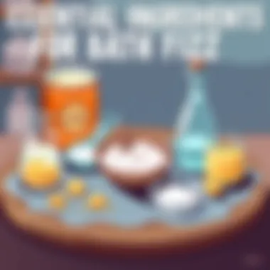 Ingredients for making bath fizz displayed on a table