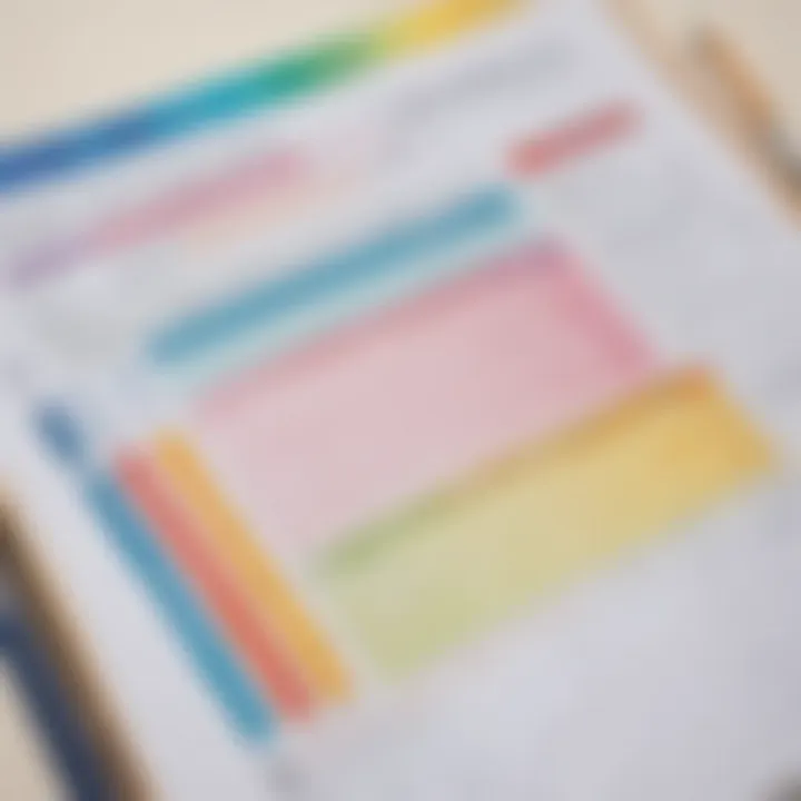 Creative design elements on a colorful assignment sheet