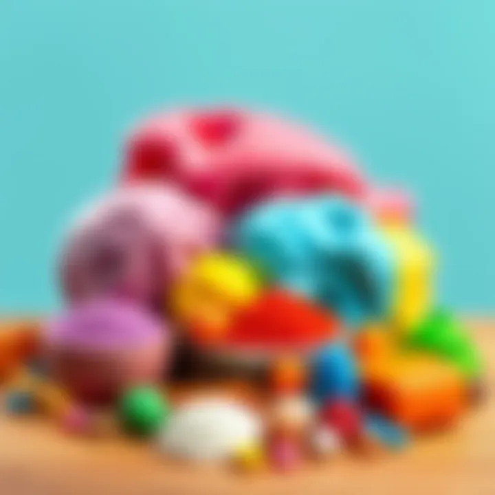 Colorful assortment of homemade playdoh ingredients